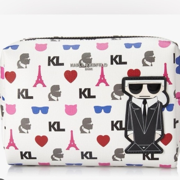 New KARL LAGERFELD PARIS Mini Printed Cosmetic Bag - Picture 2 of 10